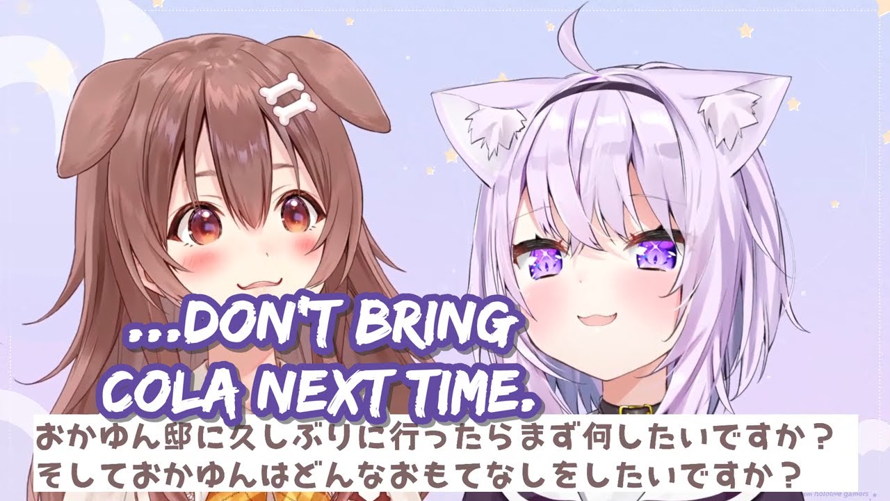 Okayu wants to offer Korone drinks but she keeps bringing her own