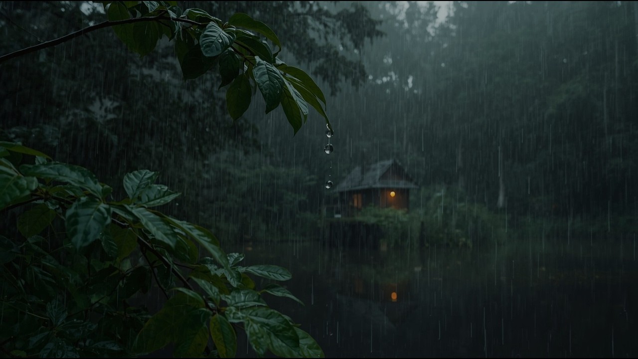 🌌🌧️ Dark Rainy Forest Night with Soft Piano for Anxiety Relief