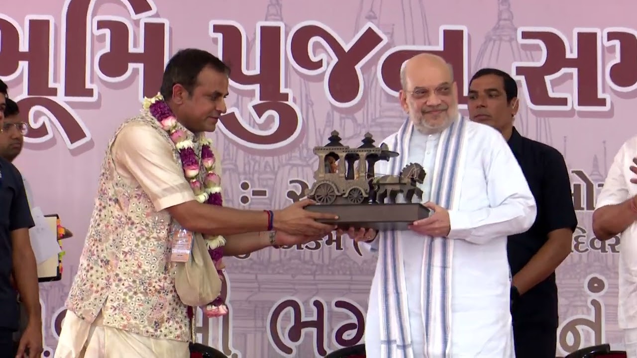 Sriman Amitbhai shah - Home minister of GREAT INDIA, at Bhumi Poojan. iskcon varachha