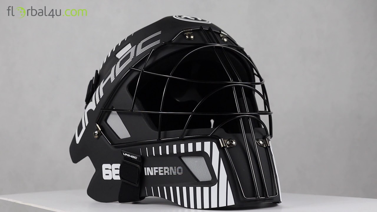 Unihoc Inferno 66 Black/White Goalie Mask