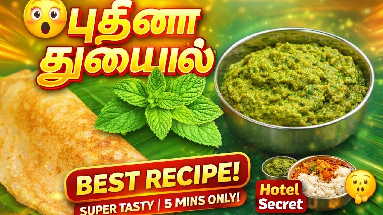 புதினா துவையல் இப்படி செய்தா சாதம் 2 ப்ளேட் உறுதி! 😍🌿 | 5 Min Mint Thuvaiyal Recipe #LifeAtHome