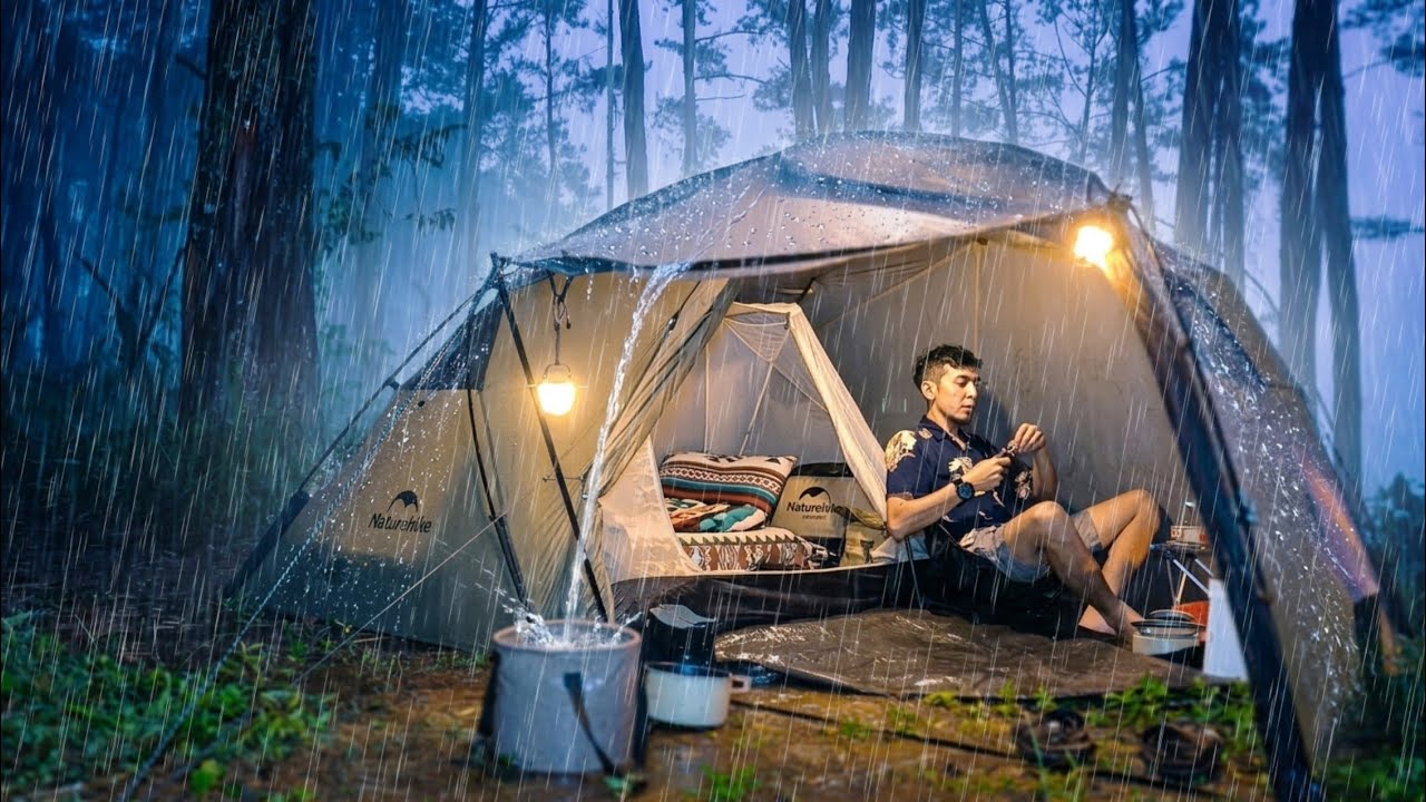 Could You Sleep Through This⁉️ Intense Solo Camping in Non-Stop Heavy Rain⛈️