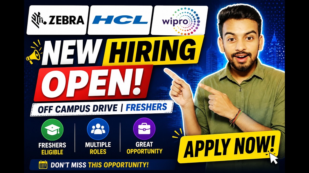 Zebra, Wipro HCLTECH New Hiring | OFF Campus Drive For 2027, 2026, 2025 Batch | Fresher jobs