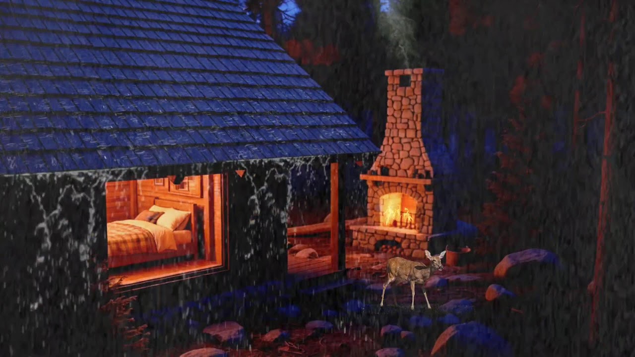 🌙 Cozy Cabin Rain Sounds for Deep Sleep | Relaxing Rain & Night Ambience