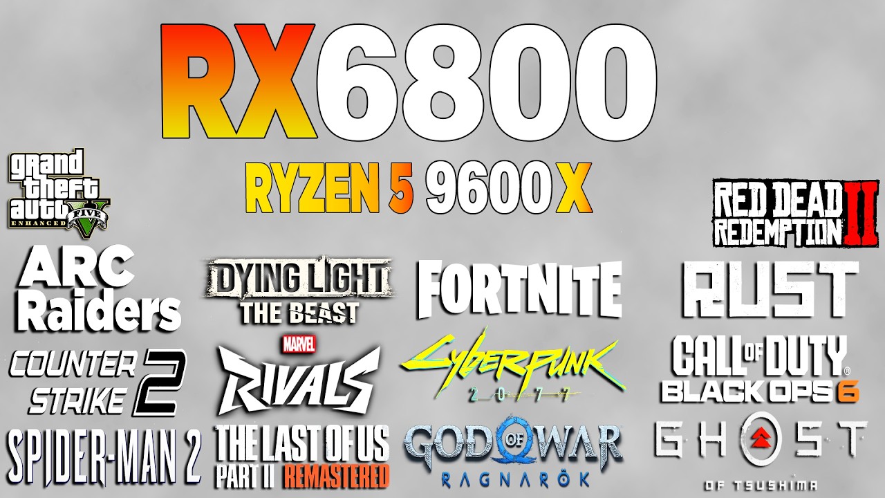 RX 6800 + Ryzen 5 9600x Overclock - Test in 16 Games Benchmark 1080p (2026)