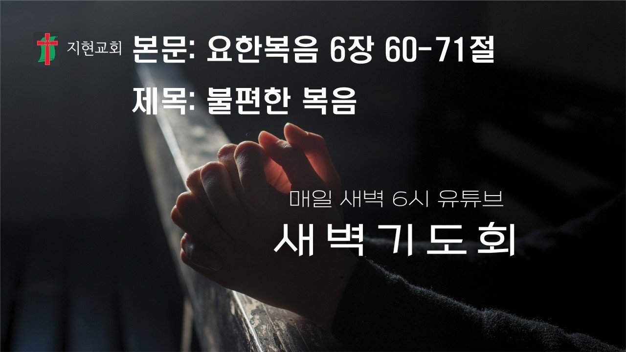 20260220 새벽설교 요한복음 6장 60-71절 불편한 복음