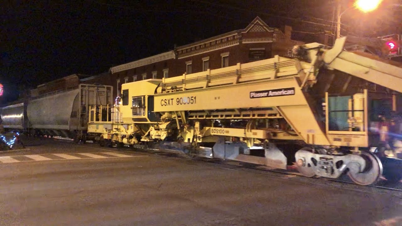 Street Running Maintenance Of Way Train!  Train With DPU Working VERY Hard!  LaGrange Kentucky CSX