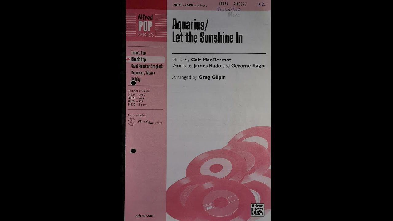 Aquarius, Let the sunshine in SATB, Tenor-2 practice, arr Greg Gilpin