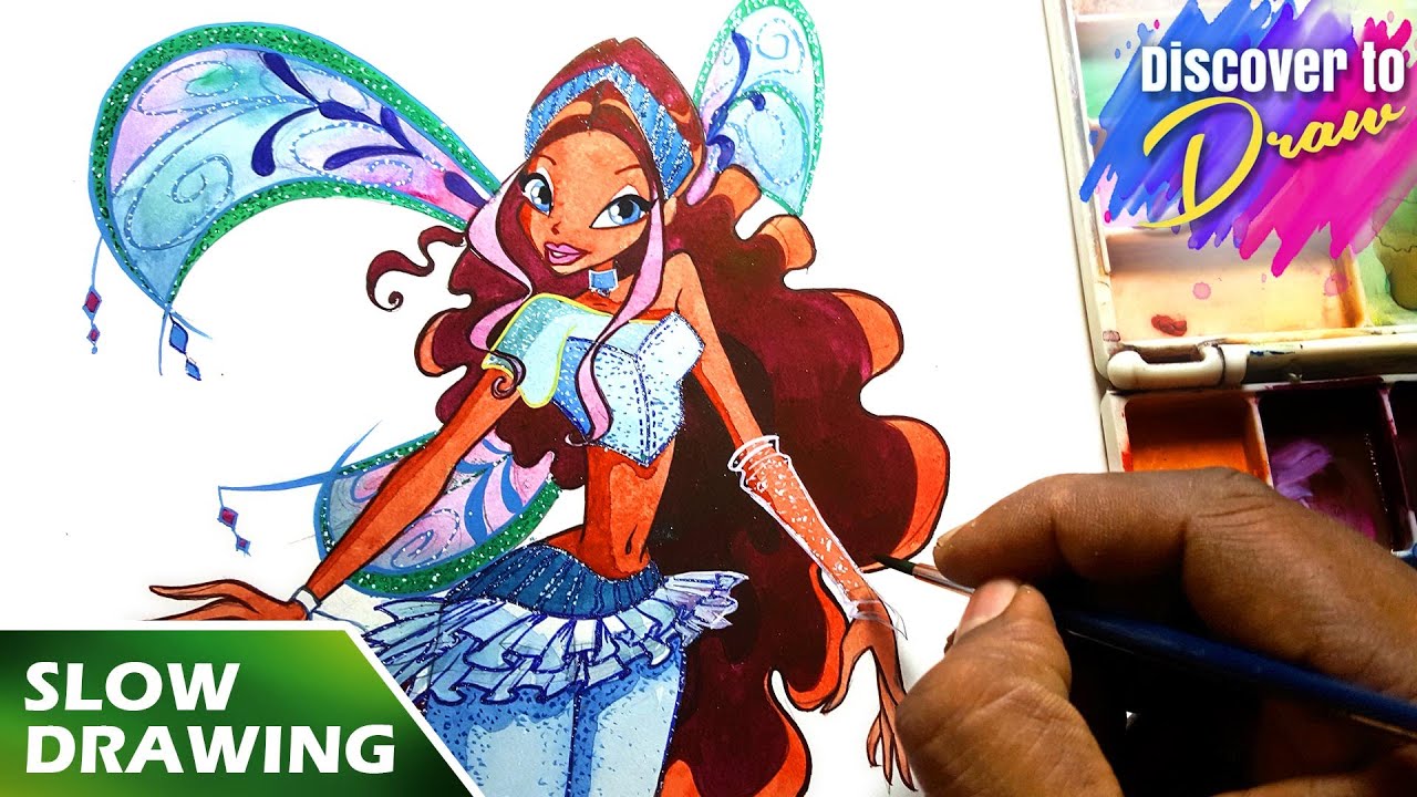 How to draw winx club ✤ Aisha ✤ believix   Fairy Form Slow mode