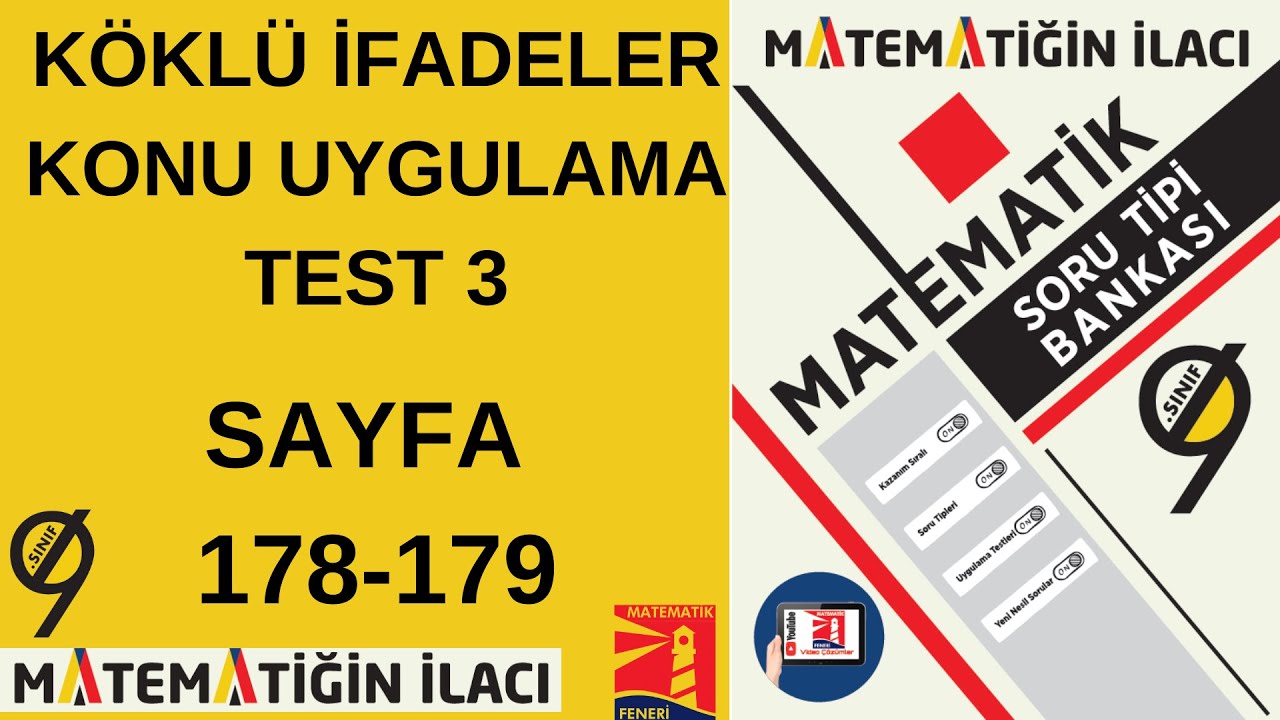 ACİL YAYINLARI 9. SINIF MATEMATİĞİN İLACI SORU TİPİ BANKASI(Köklü İfadeler Konu Uygulama Test 3)