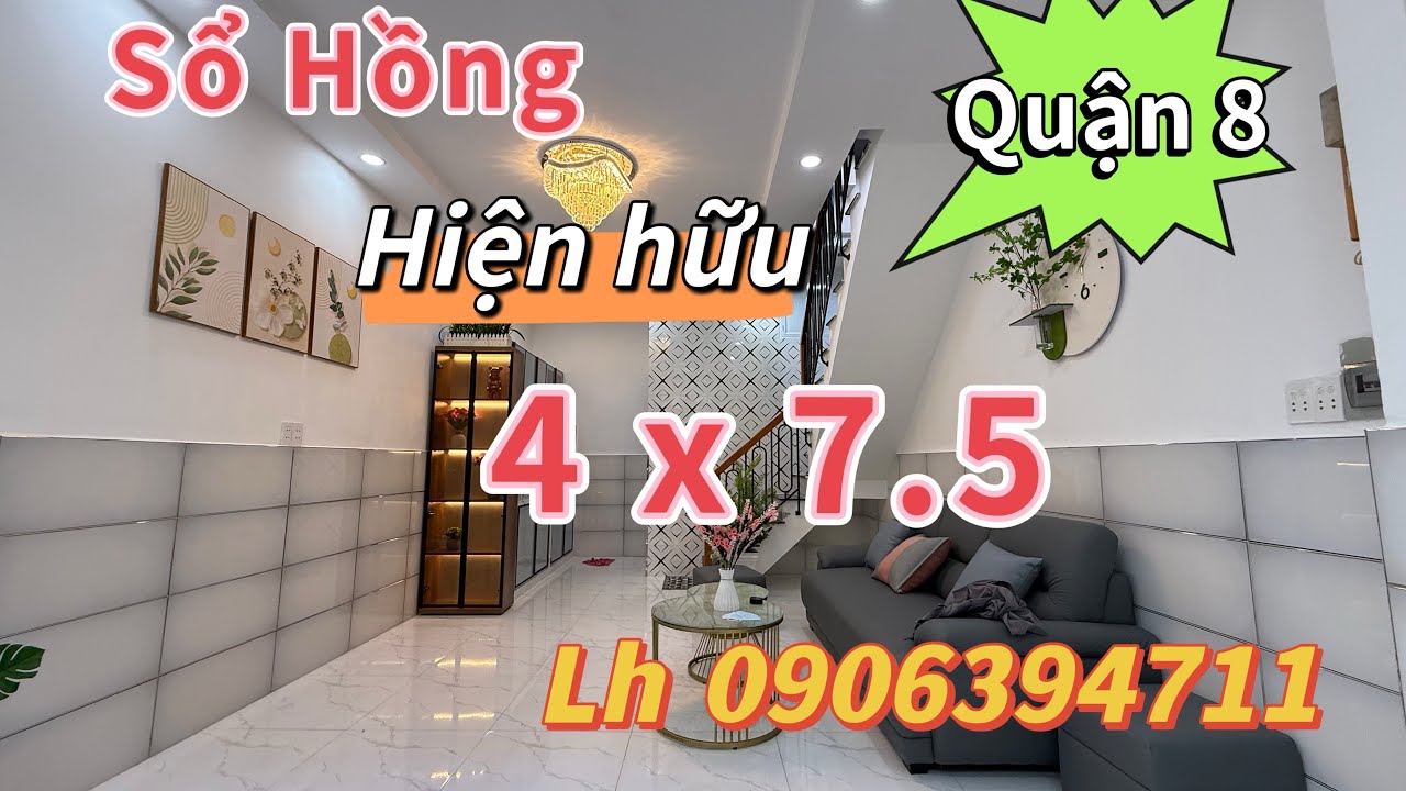 Quận 8) 👉sổ Hồng riêng 💥DT 4x 7.5 một lầu + 1 Lững 2p2wc 🏡nhà mới vô ở liền 🌺Lh 0906394711