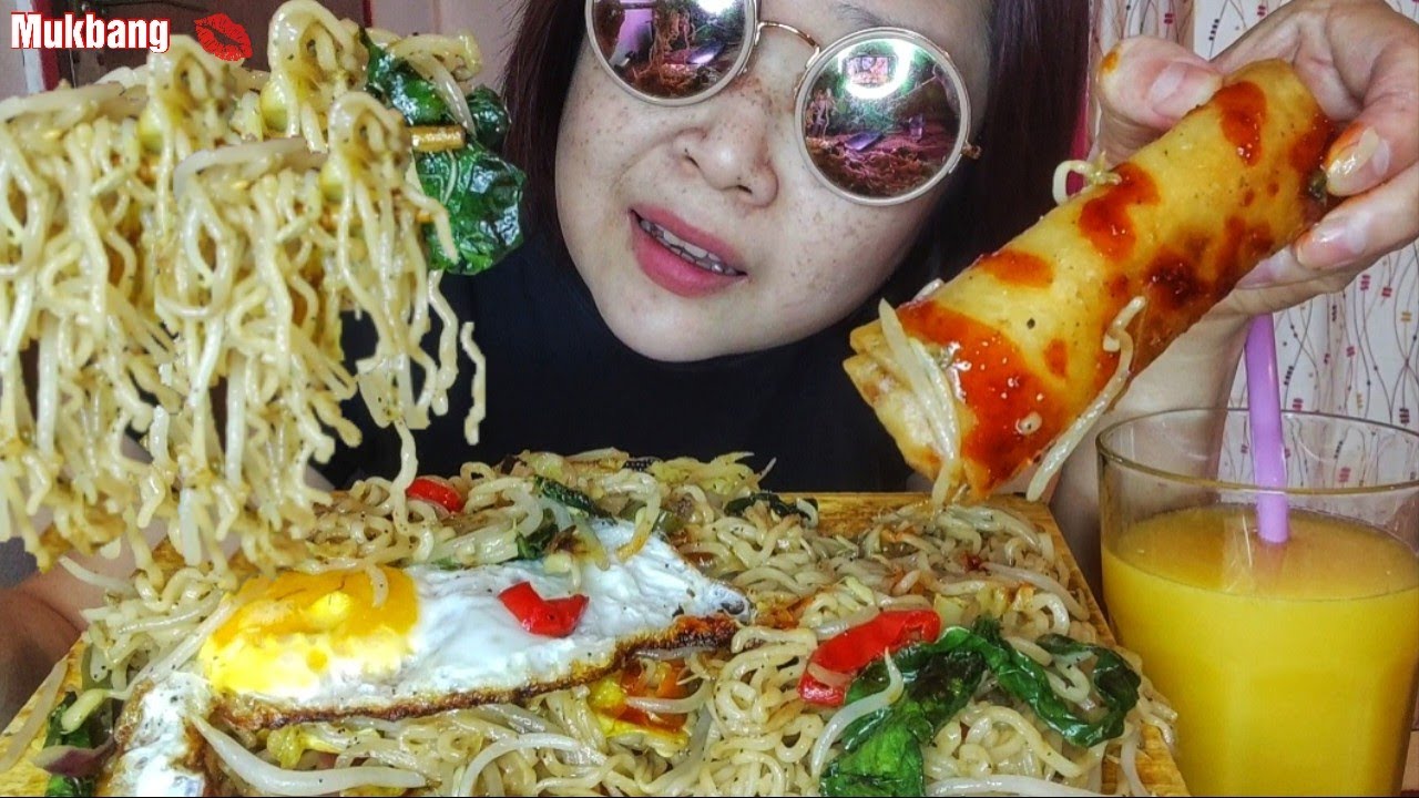 BIG BITES | PAD THAI MUKBANG | SPRING ROLLS ASMR 먹방 EATING SHOW