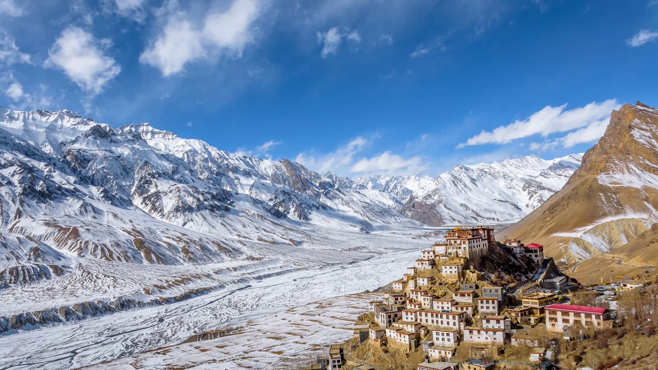 Key Monastery Amazing Sunny Day Time lapse