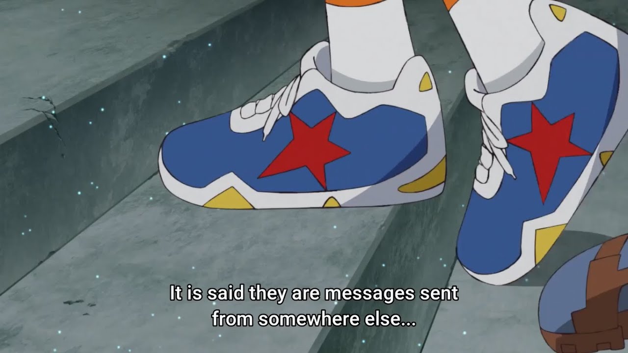 Digimon adventure 2020 - Tai, Izzy and Mimi's shoes close-up