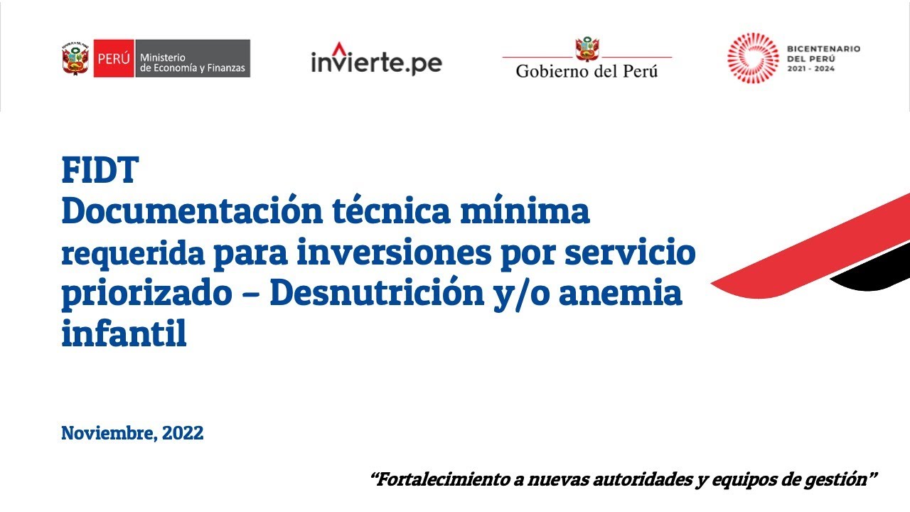 FIDT: Documentación para inversiones (Desnutrición y/o anemia infantil)