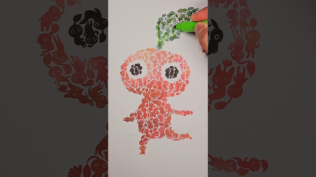 Red Pikmin Line Connect Puzzle Art #shortsviral #pikmin #art #drawing