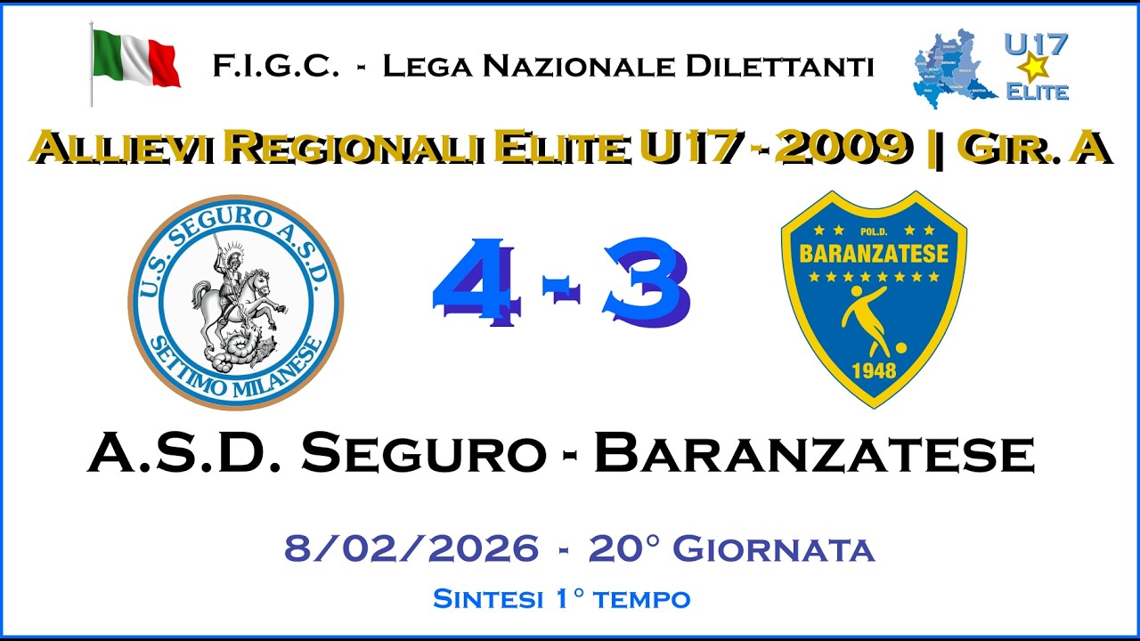 ASD Seguro - Baranzatese 1° Tempo | Allievi 2009 U17 - Camp. Regionale Elite Girone 