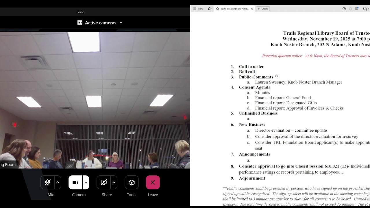 Trails Regional Library November 2025 Board Meeting