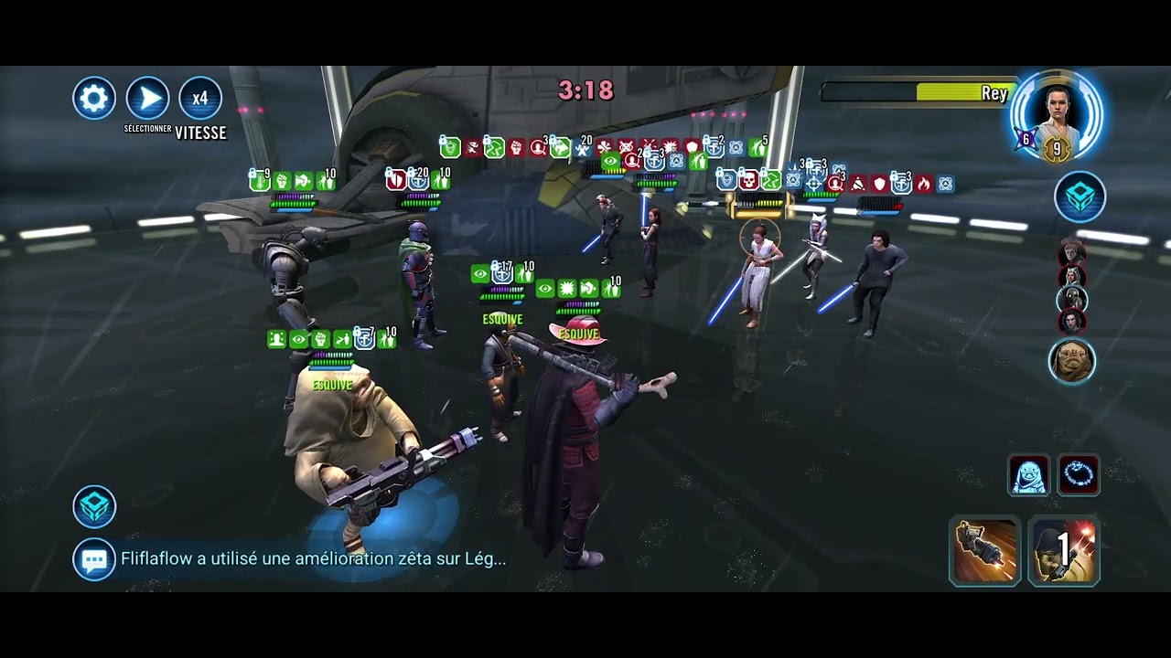 SWGOH - TW - Maz + Ithano omicron DTC pirates crushes Rey double omicrons DTC Rey