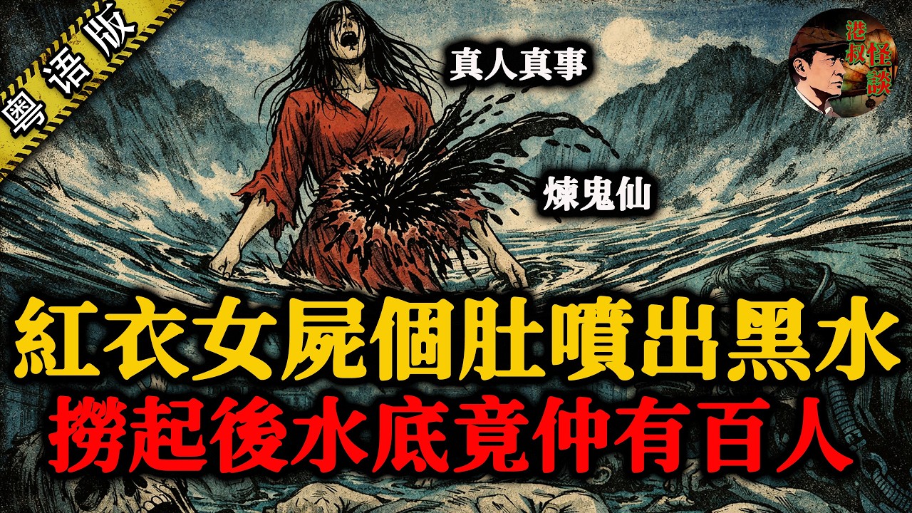 紅衣女屍直頭企喺江中打轉，個肚脹到爆，半個時辰之後，黑污水猛咁噴出，岸上啲人嘔到成地都係，撈屍佬面青青咁從水裏浮上嚟，話水底重有成百號人，全部都係死㗎【港叔怪談】粵語廣東話聽書｜怪談奇聞｜睡前故事