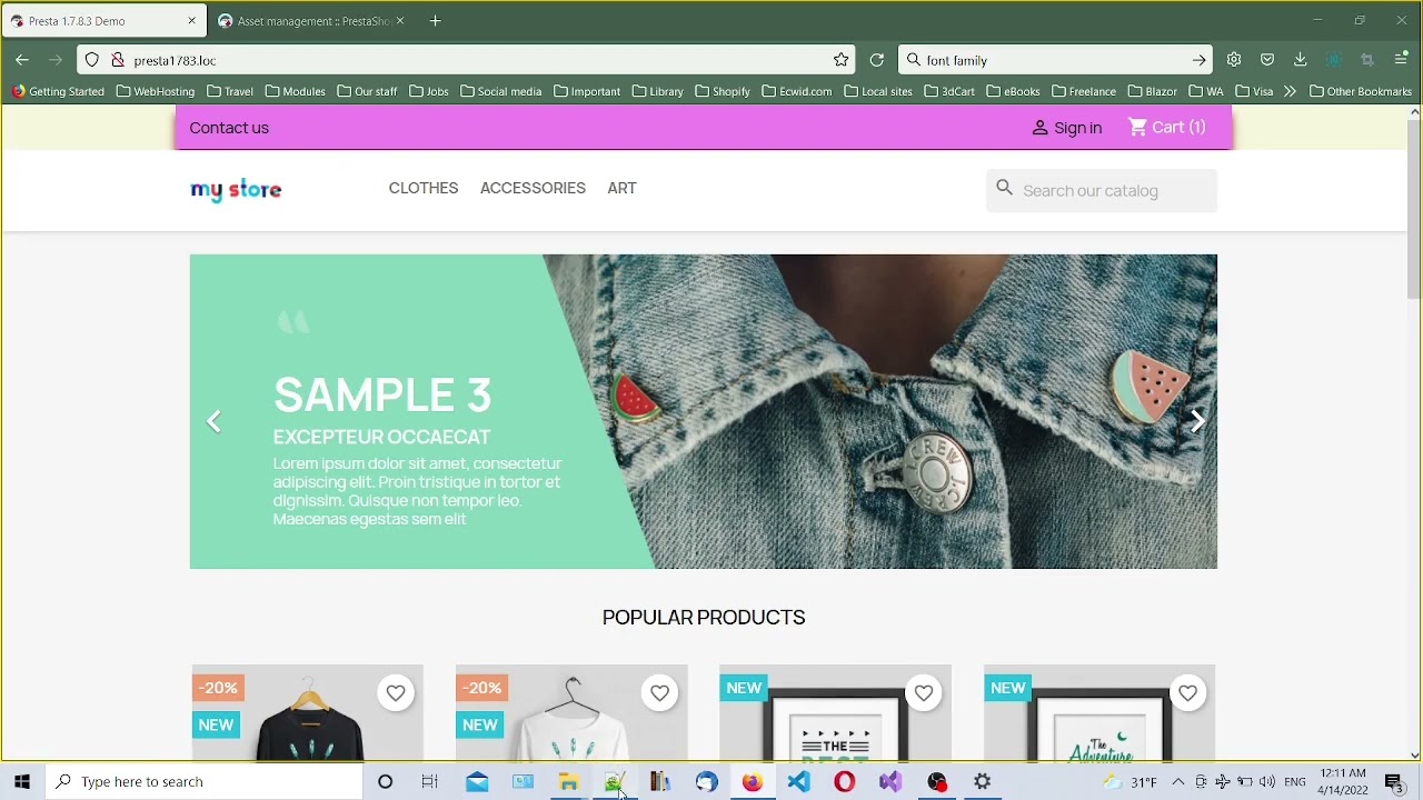 PrestaShop 1.7.8 - Header Home page styling.