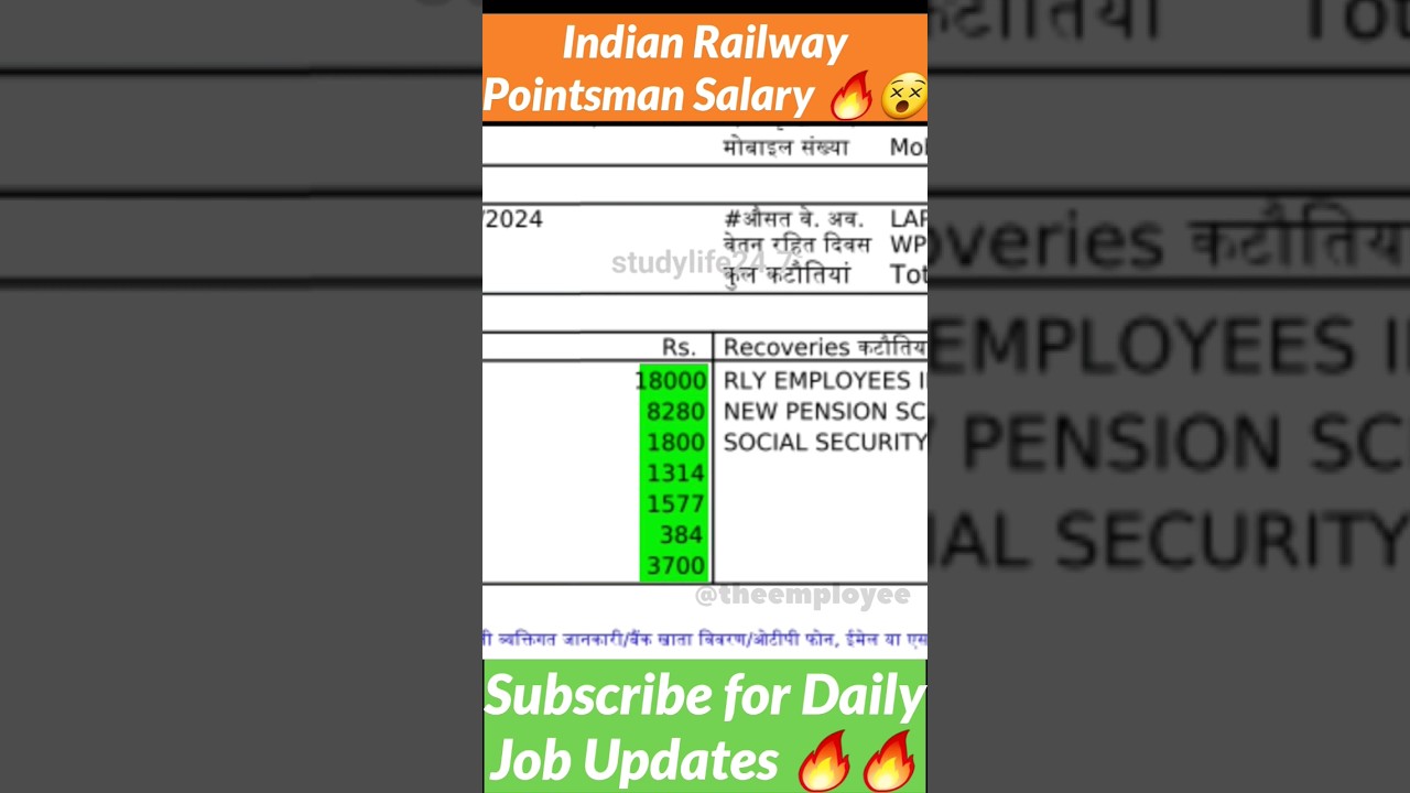 Indian Railway Pointsman Salary Slip😱 #railway #train #rrbjobs #indianrailways #rrbrecruitment  #job