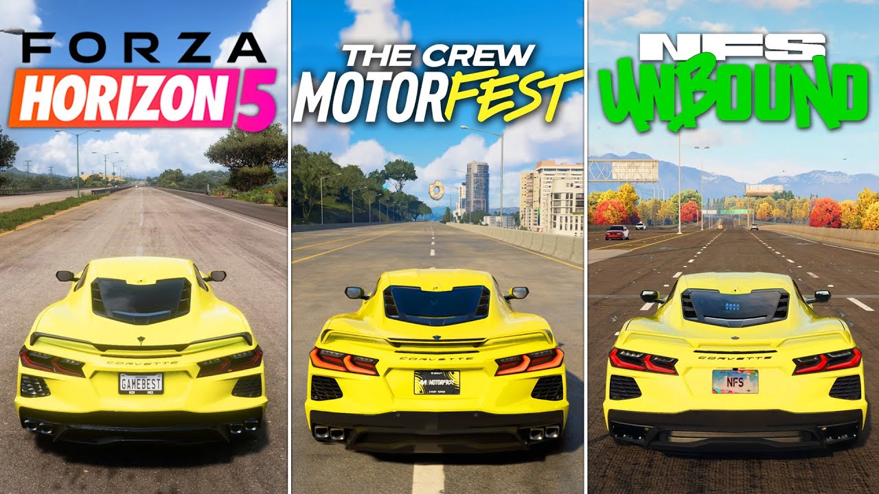 The Crew Motorfest против Forza Horizon 5 против NFS Unbound — Сравнение Физики и Деталей