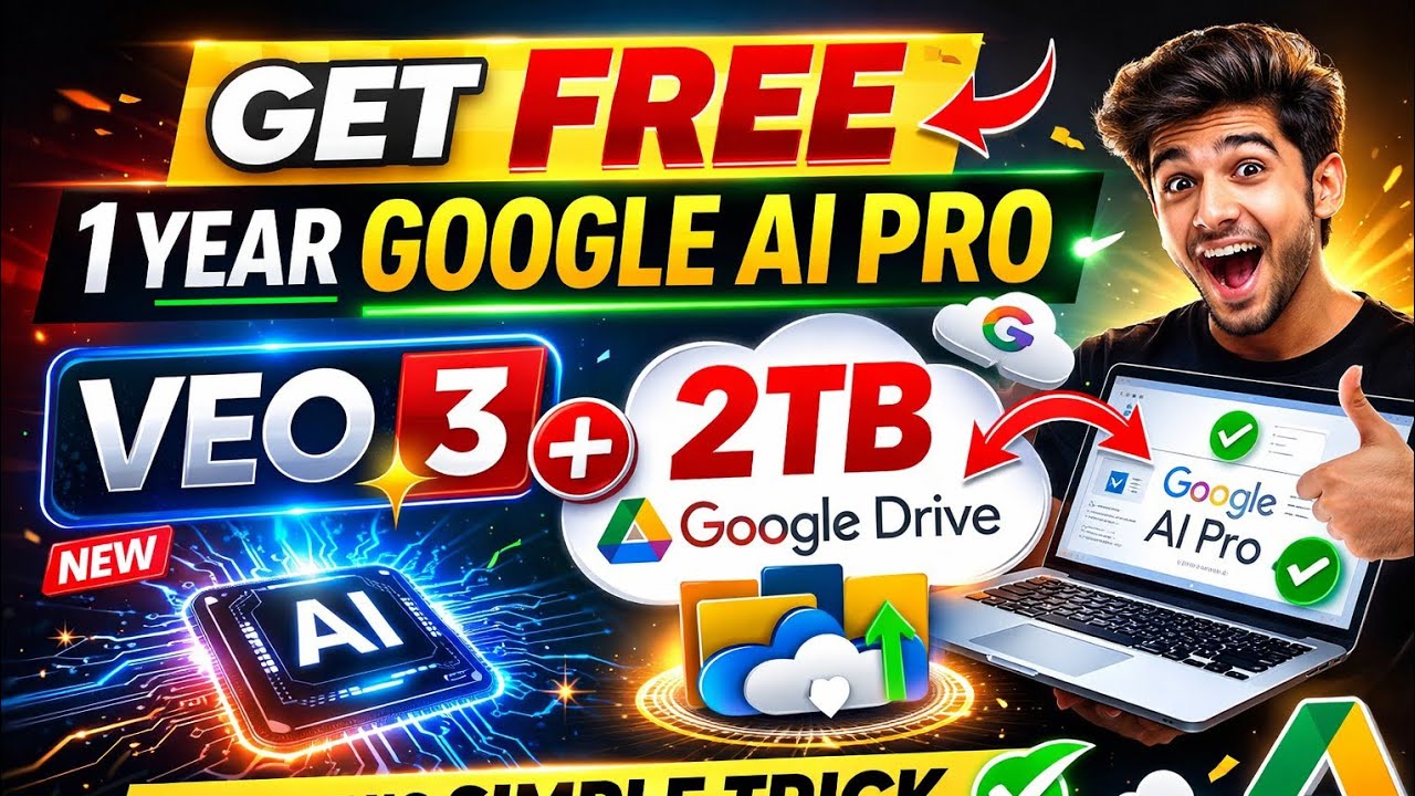 Get FREE 1 Year Google AI Pro VEO3 + 2TB Google Drive with this Simple Trick