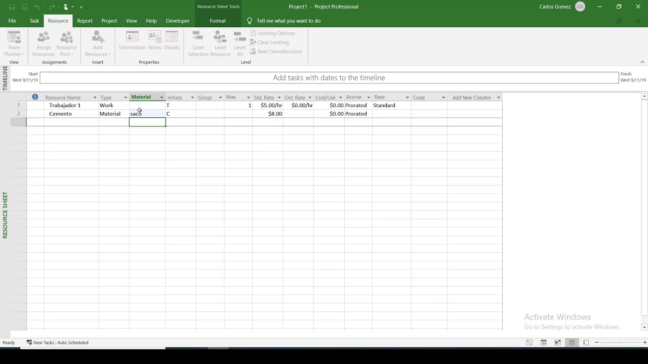 6.Microsoft Project 2019 - Recursos 1