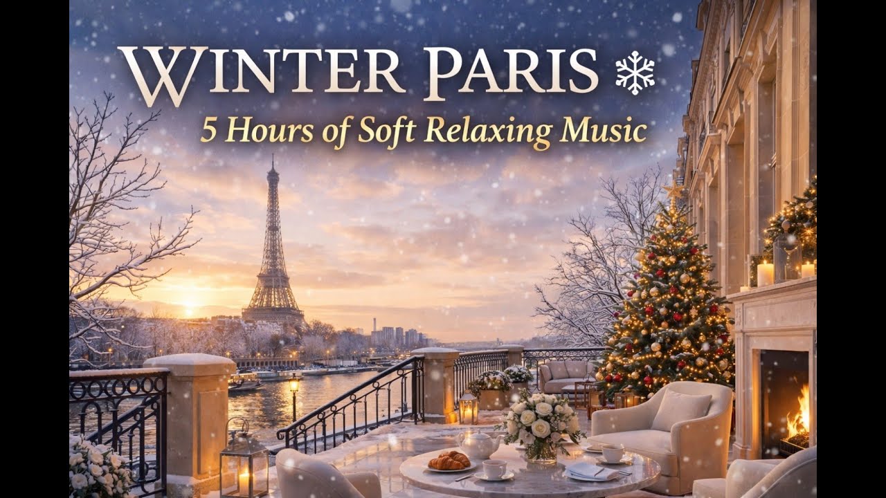 Winter Paris ❄️ 5 Hours of Soft Relaxing Music | Cozy French Ambience, Sleep & Study