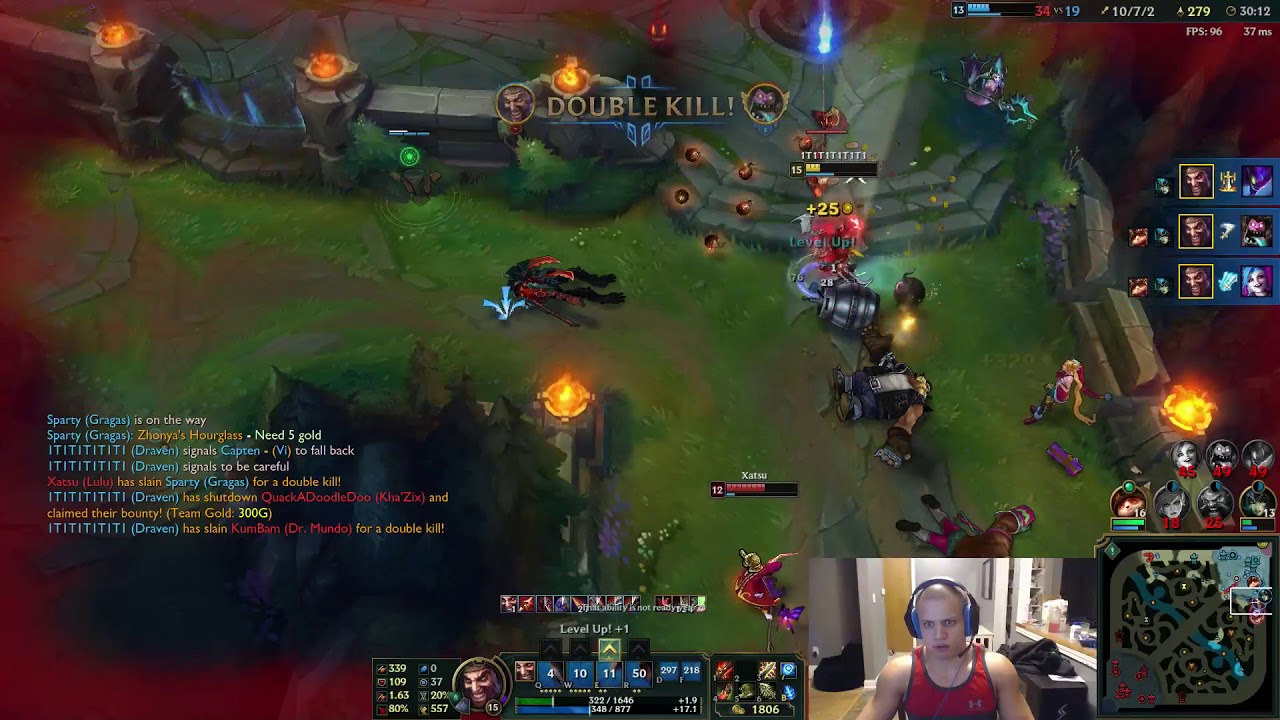 TYLER1 DRAVEN QUADRA KILL!!! 2K18 NEW