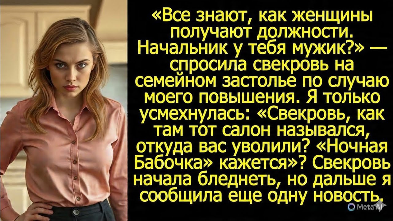Все знают, как женщины получают должности. Начальник у тебя мужик? С намеком спросила свекровь.