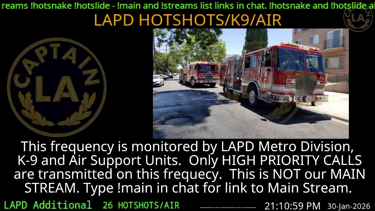 30-Jan-2026 LAPD HOTSHOTS - LA Police Scanner High Priority Calls - LA Captain ARCHIVE  -