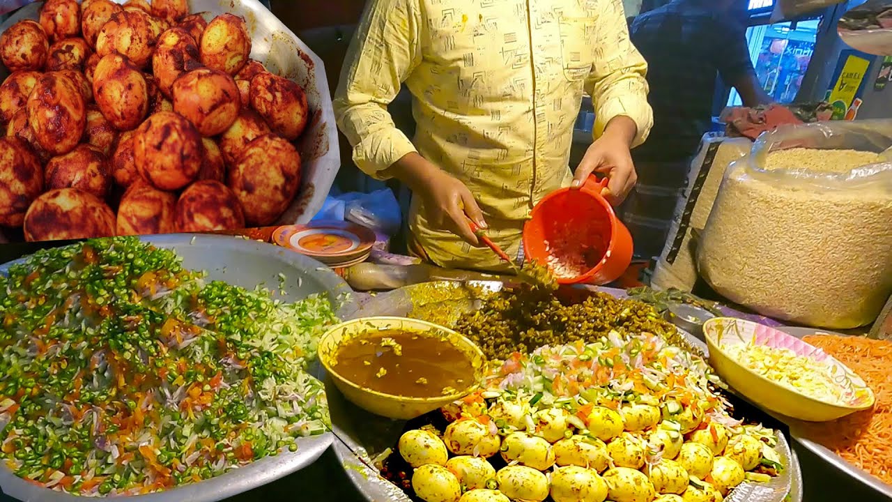 Eating Tasty Egg Fuchka (Panipuri/Golgappa) Best Street food Egg Jhal Muri Vorta #StreetFood🌶