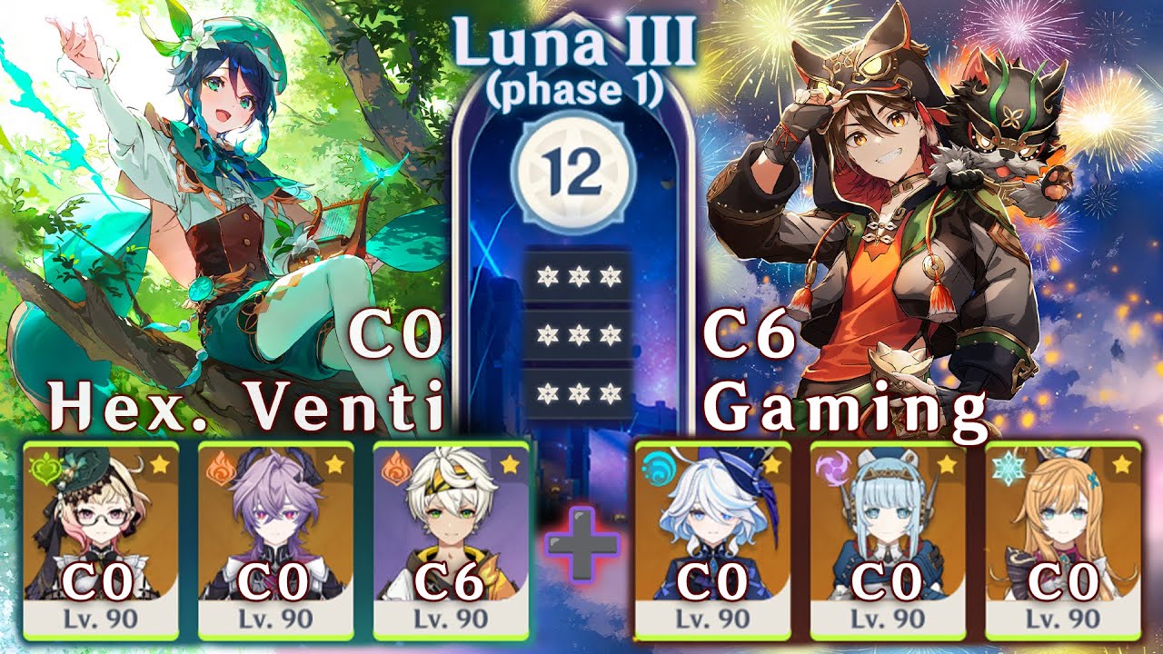 First clear of Luna 3 | Spiral Abyss Floor 12 | Builds ➕ Gameplay