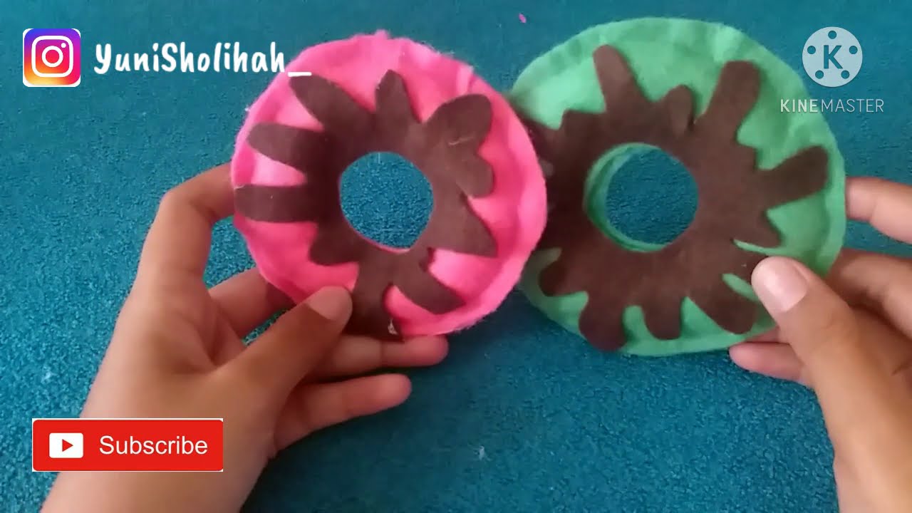 Cara Mudah Membuat Donat Dari Kain Flanel // Kreasi Mudah Anak TK & PAUD Tema Makanan (Kebutuhanku)