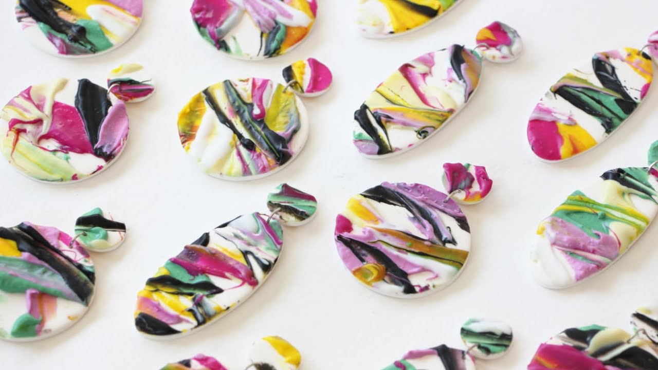 Paint Effect Slab Earrings | Easy Polymer Clay Tutorial