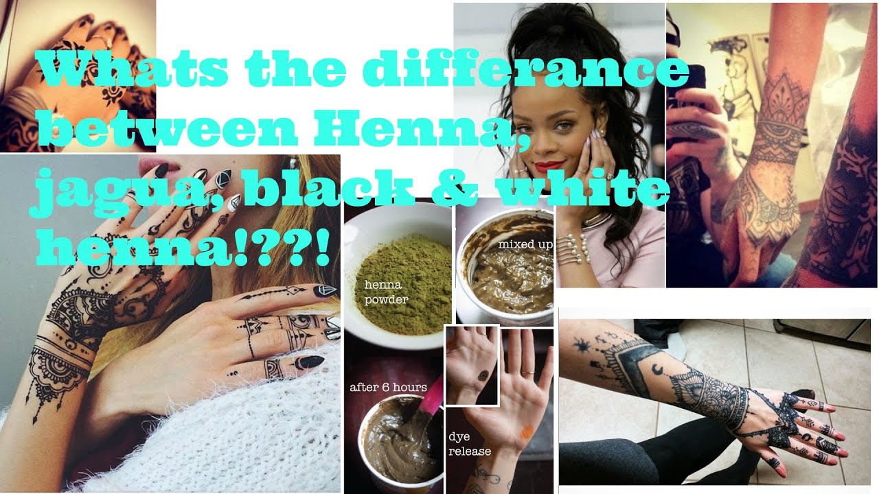 The Difference between: Natural henna, black henna, jagua, and white henna