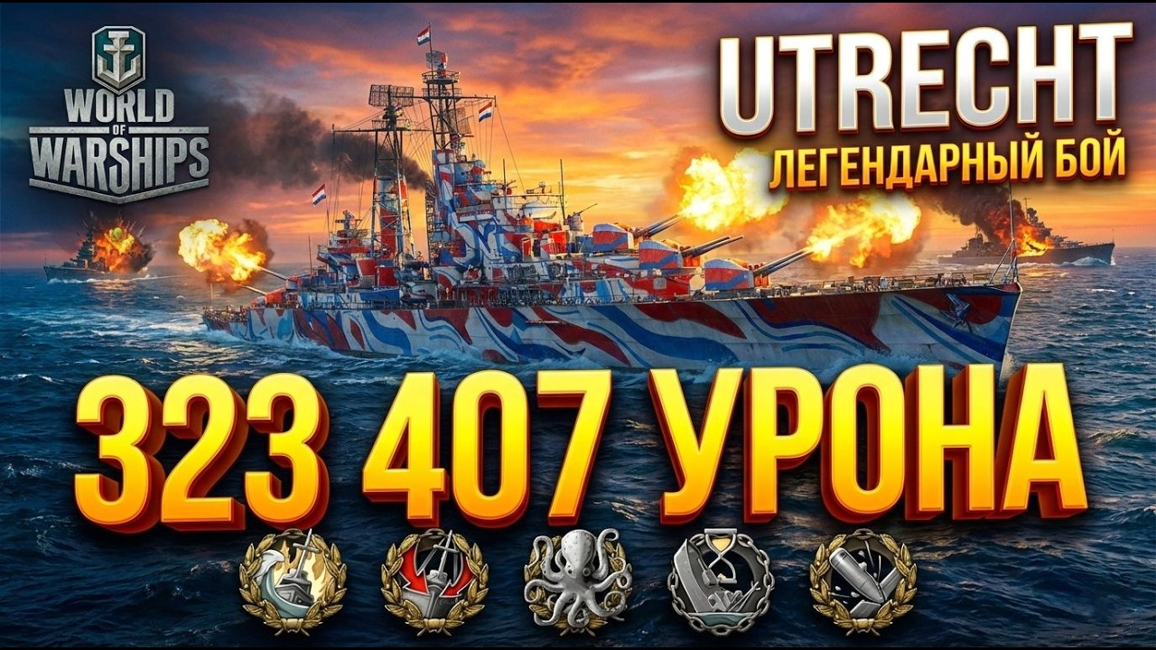Utrecht: Голландская огненная ярость! 320к+ урона и куча медалей в World of Warships