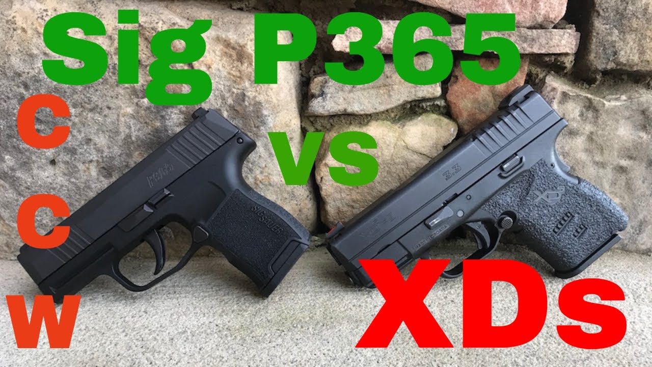 Сравнение размеров и спускового механизма Sig P365 и Springfield XDs.