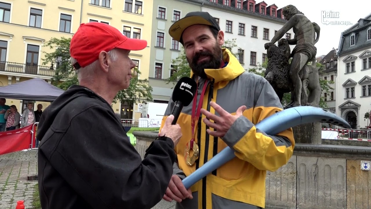 Heinz unterwegs... in Gera zum 1. City Biathlon im Interview mit Olympia Sieger Michael Rösch.