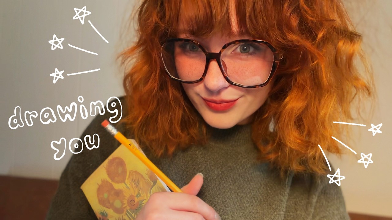 asmr mumbling and sketching 📐📝 drawing you with close inaudible / unintelligible whispers / speaking