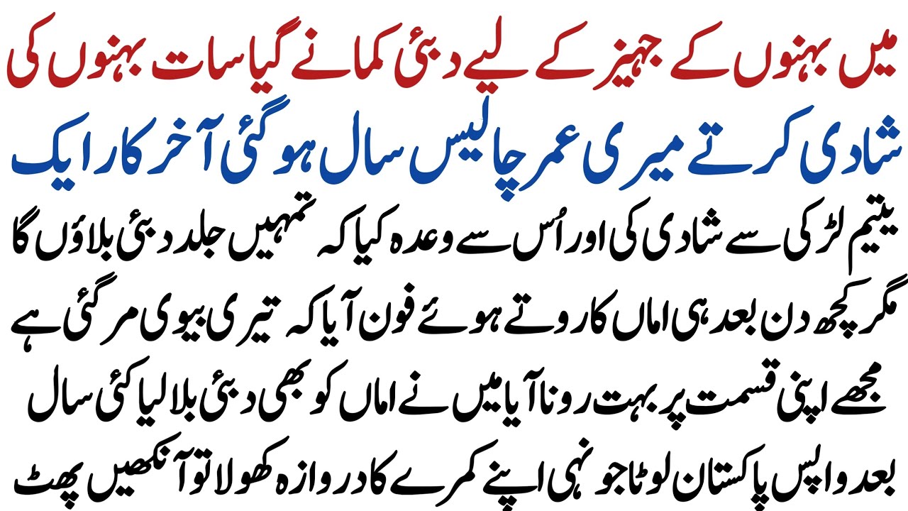 Jab Dubai Se Wapis Aa Kar Ghar Ka Door Open Kiya...| Moral Story | Emotional Story | Urdu Story