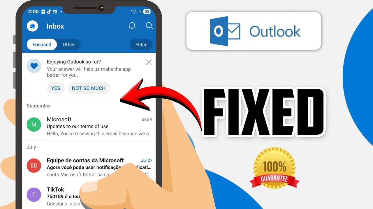 (РЕШЕНО) Мобильное приложение Outlook не отображает все письма