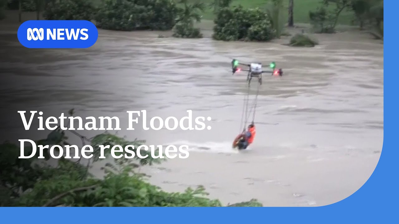 Drones used to rescue people from Vietnam floodwaters | ABC NEWS