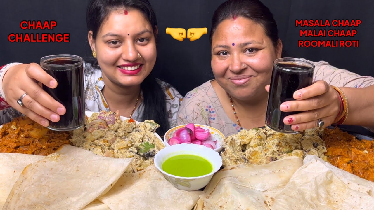 Eating 😋😋 Masala Or Malai Chaap Rumalli Rotti Challenge I Saas Vs Bahu Challenge I Foodie Gd