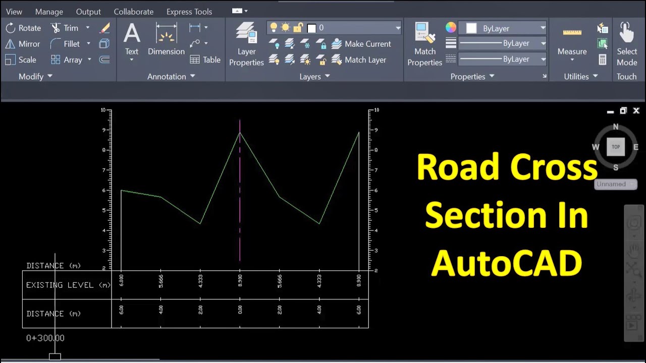 how to draw cross section of road in AutoCAD