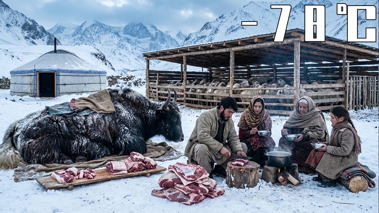 Afghanistan Winter Survival | Wild Yak Hunting, Cooking with Family, Driving Away Wolves -78&deg;C