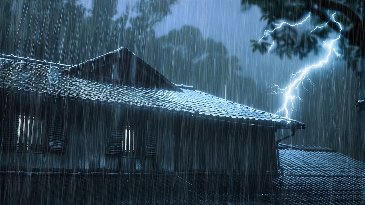 No Ads Rain & Thunder at Night | Tin Roof Storm Sounds for Total Relaxation