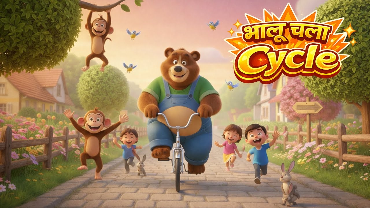 भालू चला साइकिल - Bhalu Chala Cycle | Hindi Rhymes And Kids Songs | MistyBells – Kids Rhymes